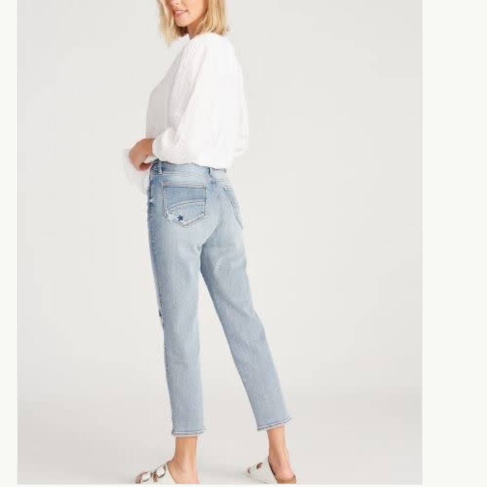Driftwood Women's Meg Straight Crop Blue Star Embellished Jeans Sz 27 - Picture 12 of 12